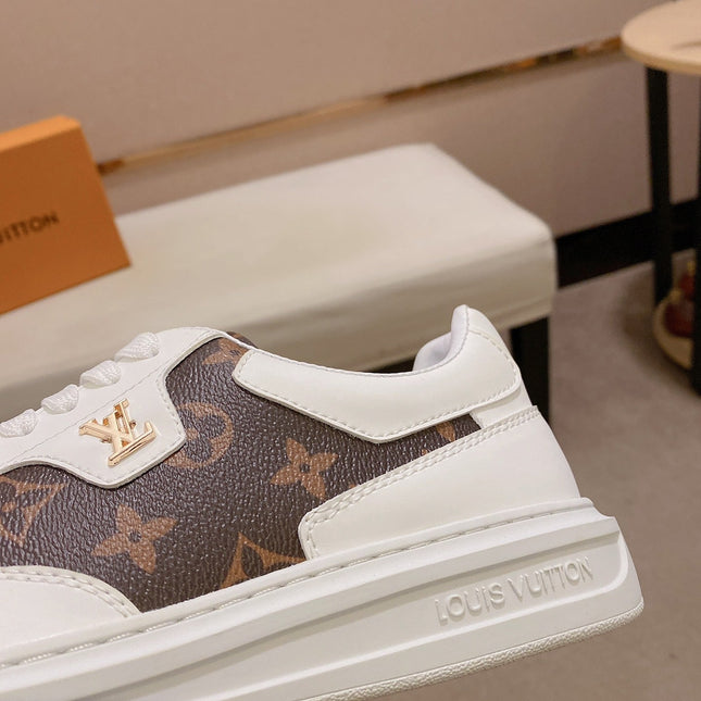 LV TRAINER IN WHITE MIX CHOCOLATE BROWN CALFSKIN