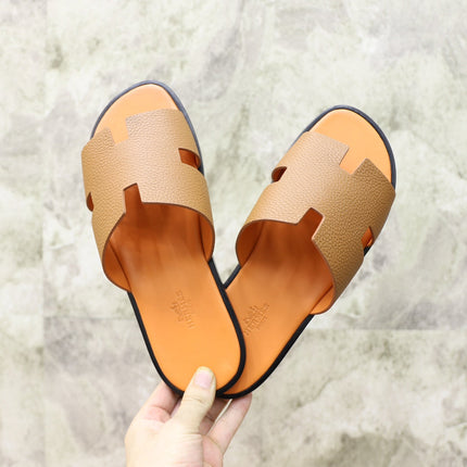 HM IZMIR SANDAL TANGERINE AND BRONZE LAMBSKIN