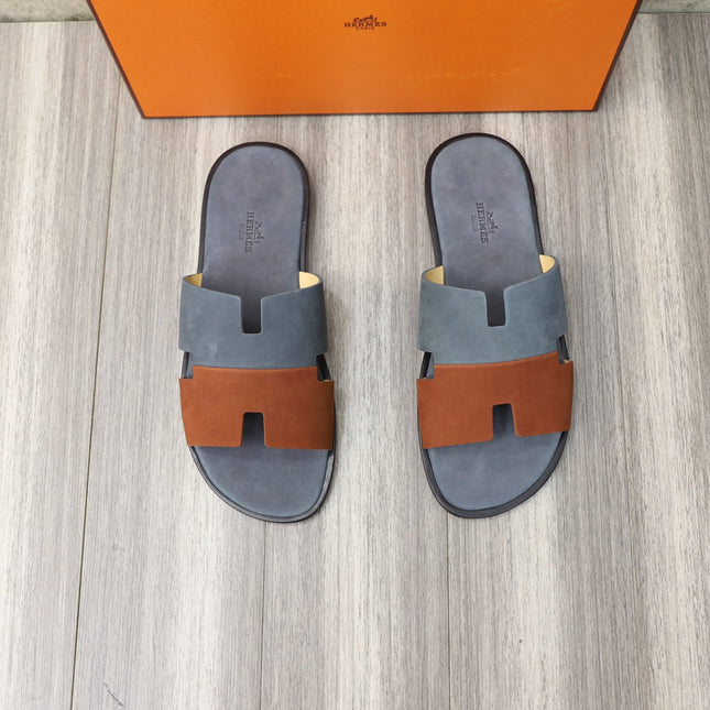HM IZMIR SANDAL STONE AND RUSSET SUEDE