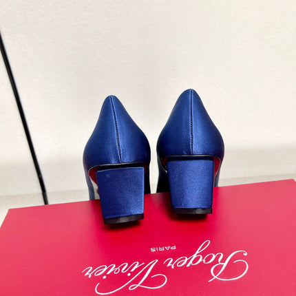 BELLE VIVIER PUMPS IN BLUE SILK