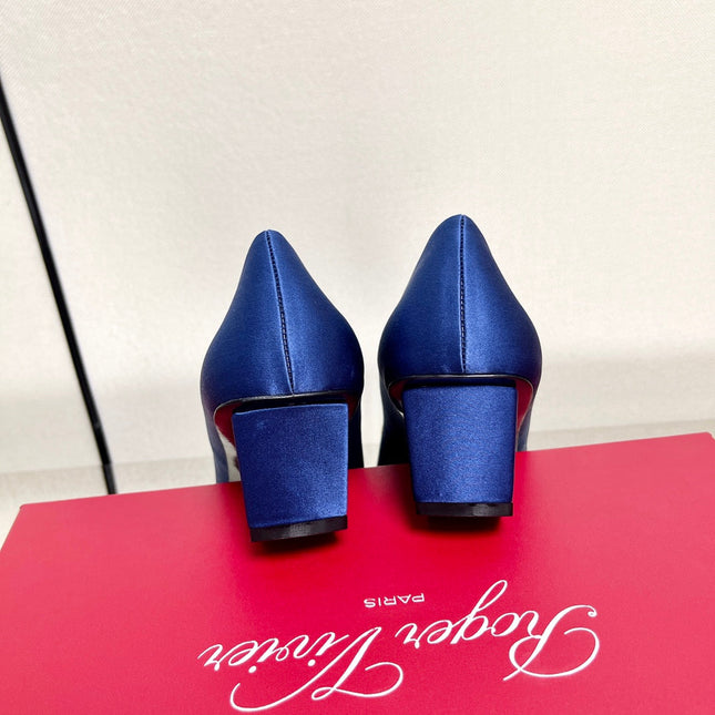BELLE VIVIER PUMPS IN BLUE SILK