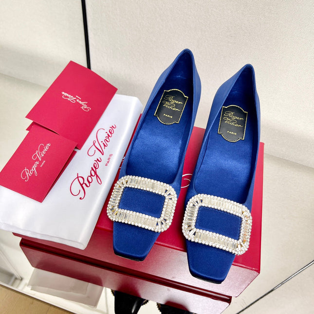 BELLE VIVIER PUMPS IN BLUE SILK
