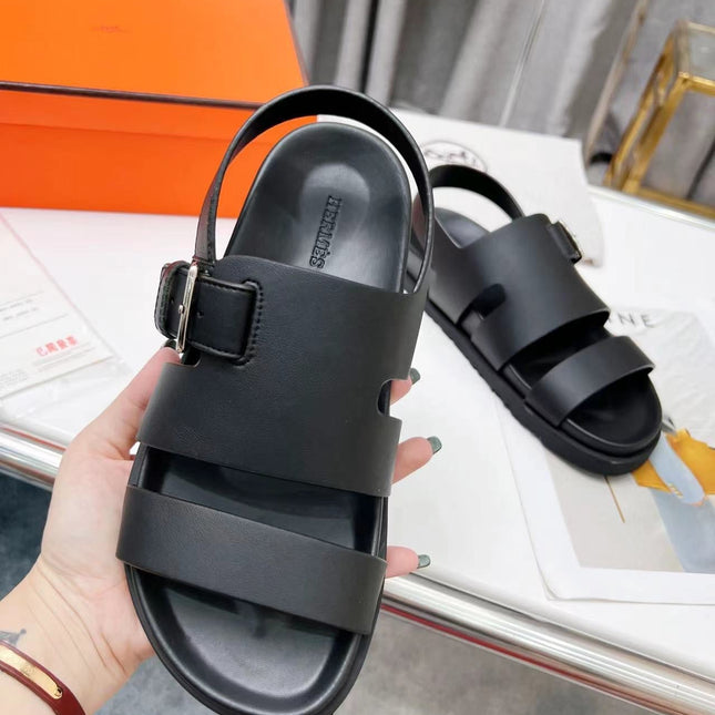 HM HENRIO SANDAL BLACK CALFSKIN