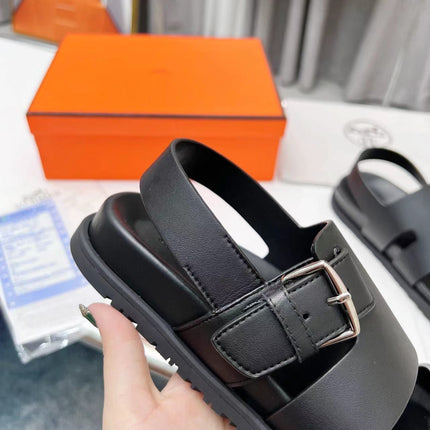 HM HENRIO SANDAL BLACK CALFSKIN
