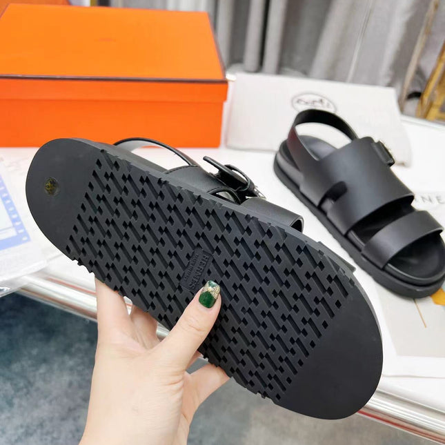 HM HENRIO SANDAL BLACK CALFSKIN