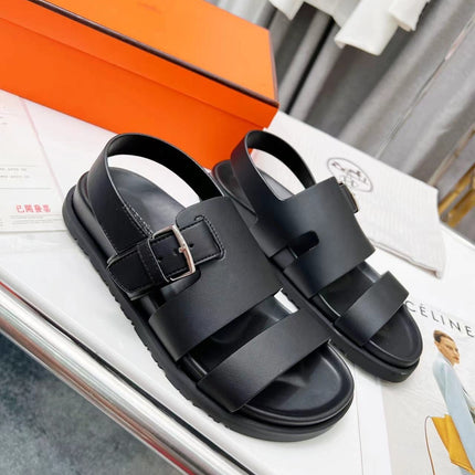 HM HENRIO SANDAL BLACK CALFSKIN