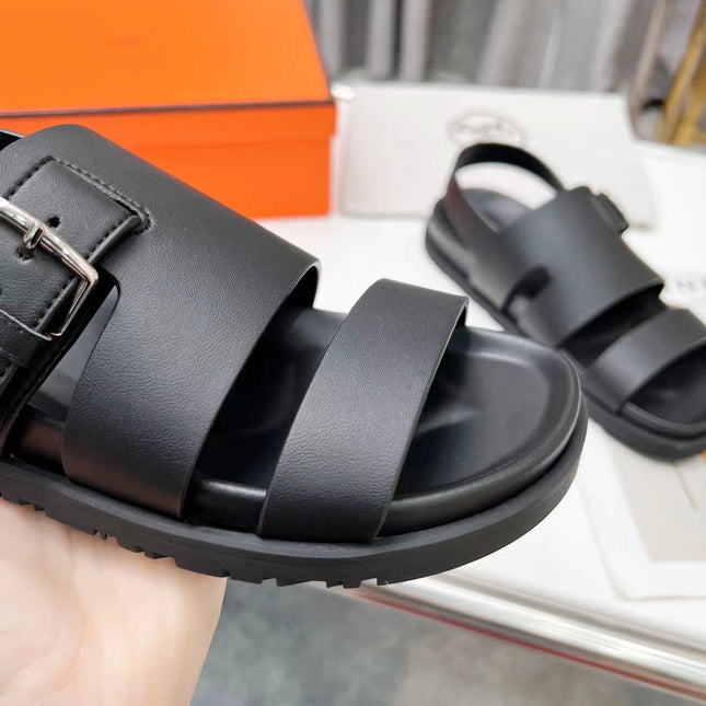 HM HENRIO SANDAL BLACK CALFSKIN