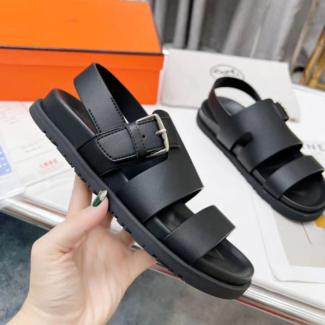 HM HENRIO SANDAL BLACK CALFSKIN