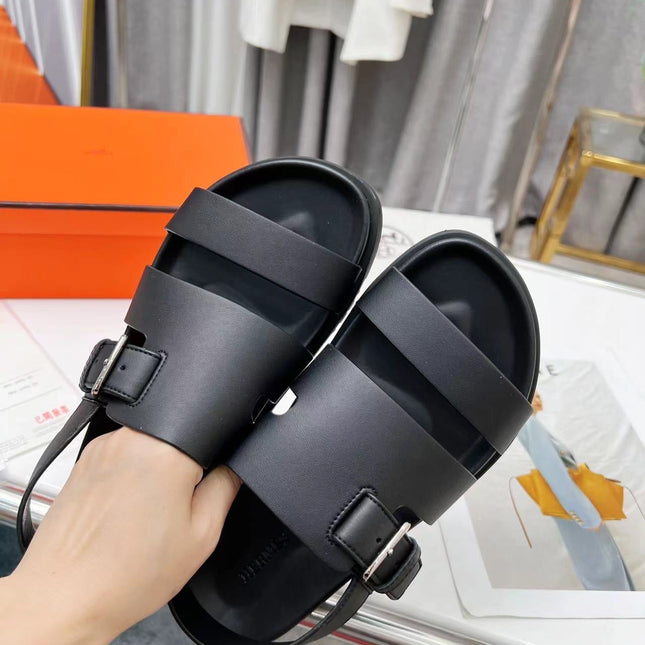 HM HENRIO SANDAL BLACK CALFSKIN