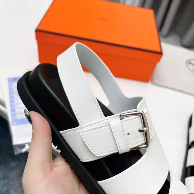 HM HENRIO SANDAL WHITE CALFSKIN