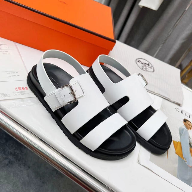 HM HENRIO SANDAL WHITE CALFSKIN