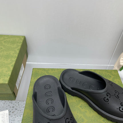 GG PLATFORM PERFORATED G SANDAL BLACK IP FOAM