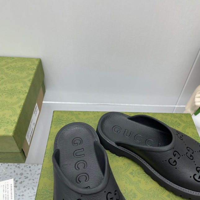 GG PLATFORM PERFORATED G SANDAL BLACK IP FOAM