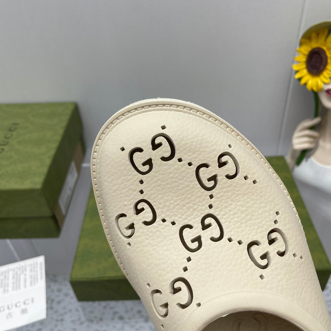 GG PLATFORM PERFORATED G SANDAL CREAM IP FOAM
