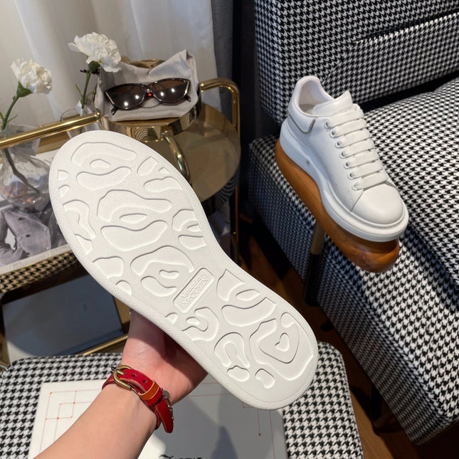 OVERSIZED SNEAKERS IN WHITE CALFSKIN WITH ZIPPER DETAIL AND SILVER LOGO HEEL