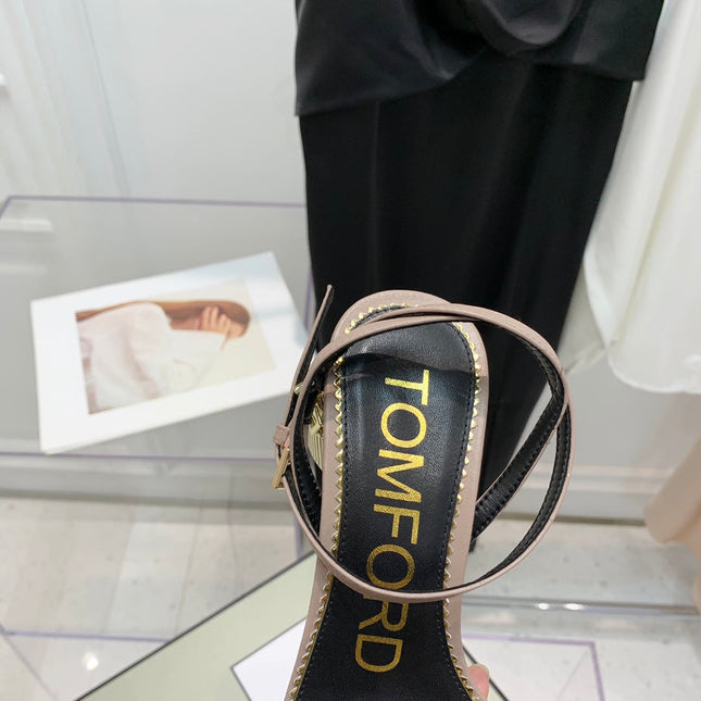 PADLOCK HIGH HEEL 10 CM SANDAL IN DUSTY PINK SHEEPSKIN