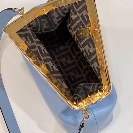 FENDI FIRST SMALL 32 IN LIGHT BLUE NAPPA LEATHER BAG GOLD HARDWARE