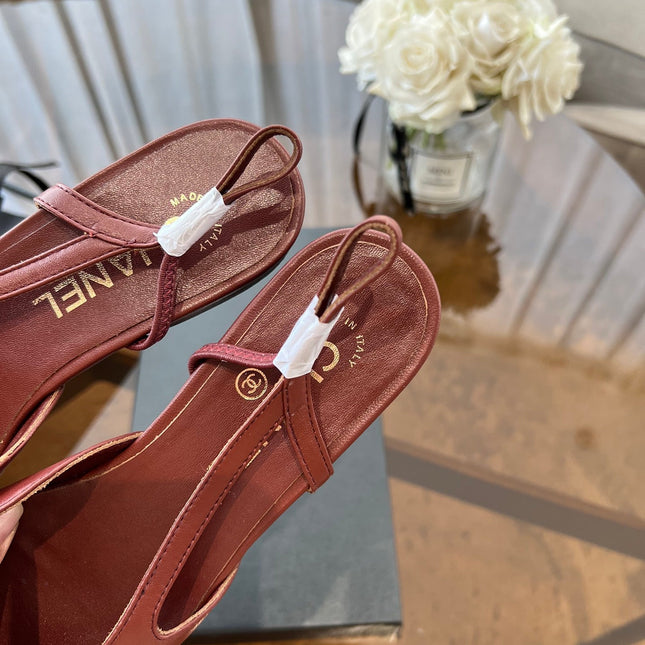 SLINGBACKS WINE RED CALFSKIN