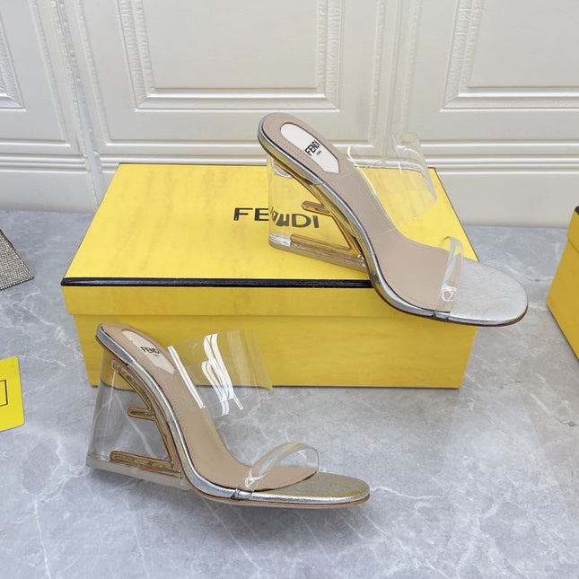 FENDI FIRST 95 MM HIGH-HEELED SANDAL IN TRANSPARENT TPU FILM AND LAMBSKIN