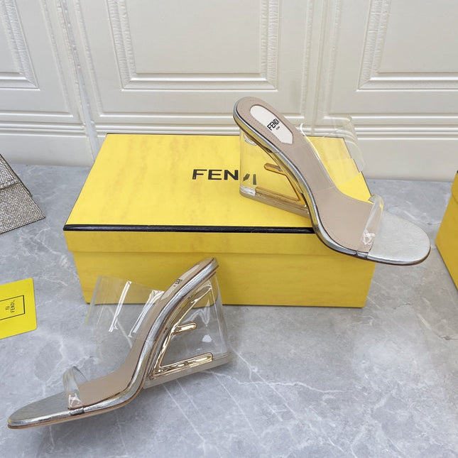 FENDI FIRST 95 MM HIGH-HEELED SANDAL IN TRANSPARENT TPU FILM AND LAMBSKIN