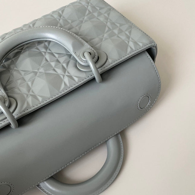 MEDIUM D-JOY BAG 26 IN GREY CALFSKIN