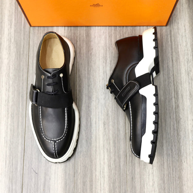 HM DERBY LACE-UP SHOES BLACK CALFSKIN