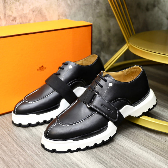 HM DERBY LACE-UP SHOES BLACK CALFSKIN