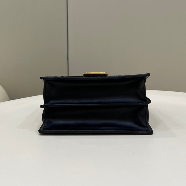 FENDI KANI 19 BAG IN BLACK MIX CHOCOLATE BROWN CALFSKIN WITH GOLD HARDWARE