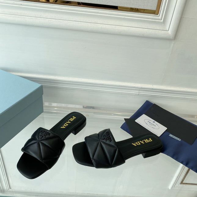 Pra Slide 25 Quilted Black leather