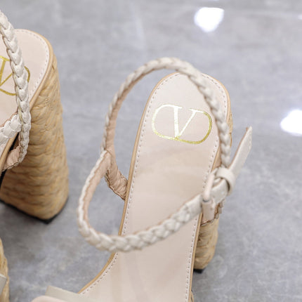 VLTN ESPADRILLE WEDGE SANDALS 25S 130 MM IN WHITE LAMBSKIN