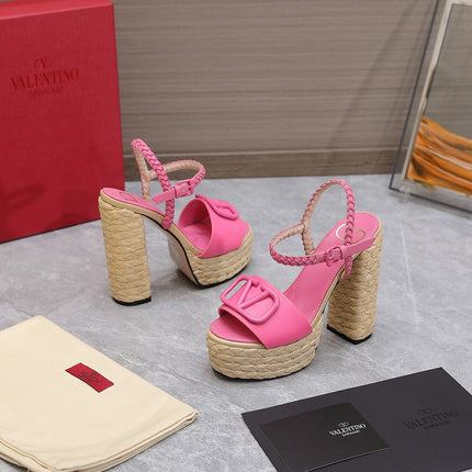 VLTN ESPADRILLE WEDGE SANDALS 25S 130 MM IN PINK LAMBSKIN