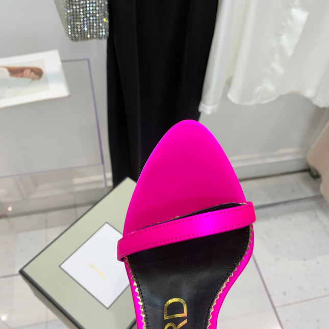 PADLOCK HIGH HEEL 10 CM SANDAL IN BRIGHT PINK SHEEPSKIN