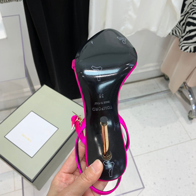 PADLOCK HIGH HEEL 10 CM SANDAL IN BRIGHT PINK SHEEPSKIN