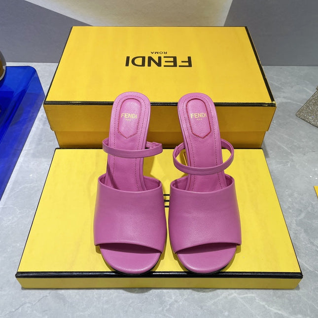 FENDI FIRST 95 MM HIGH-HEELED SANDAL IN FUSCIA PINK LAMBSKIN GOLD HARDWARE