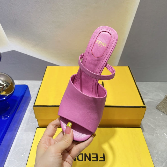 FENDI FIRST 95 MM HIGH-HEELED SANDAL IN FUSCIA PINK LAMBSKIN GOLD HARDWARE