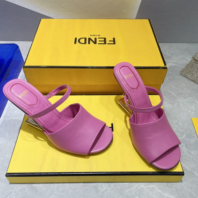FENDI FIRST 95 MM HIGH-HEELED SANDAL IN FUSCIA PINK LAMBSKIN GOLD HARDWARE