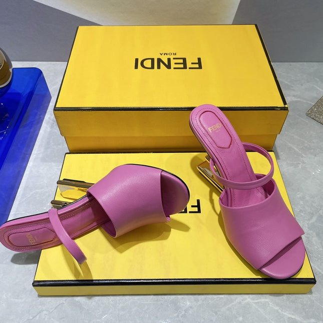 FENDI FIRST 95 MM HIGH-HEELED SANDAL IN FUSCIA PINK LAMBSKIN GOLD HARDWARE
