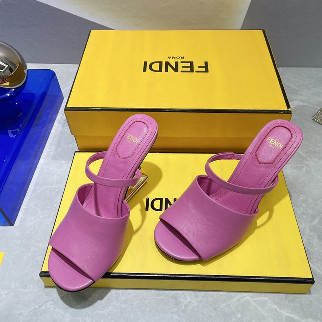 FENDI FIRST 95 MM HIGH-HEELED SANDAL IN FUSCIA PINK LAMBSKIN GOLD HARDWARE