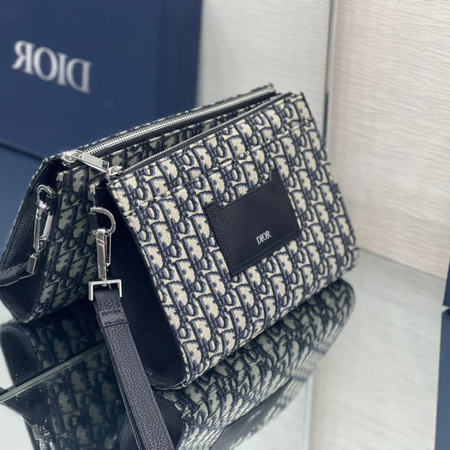 SADDLE 28 BAG IN BLUE OBLIQUE JACQUARD
