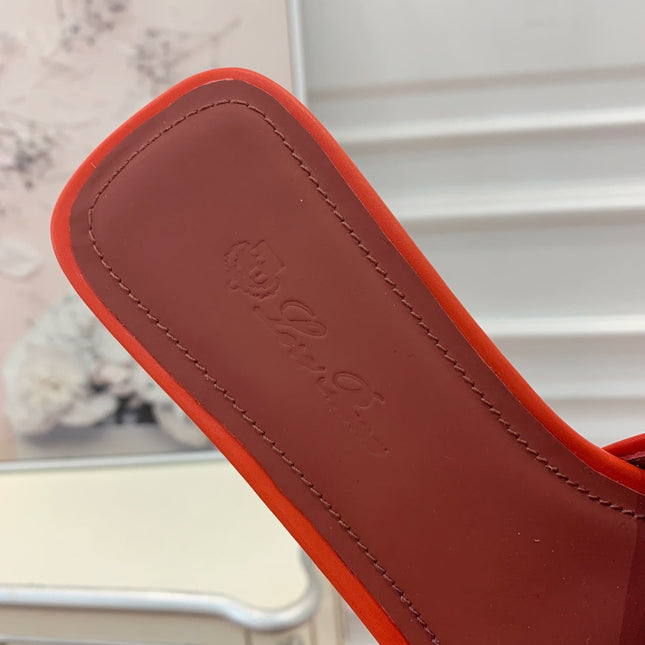 LP RAFFIA CHARMS FLATS SANDAL ORANGE AND WHITE CALFSKIN