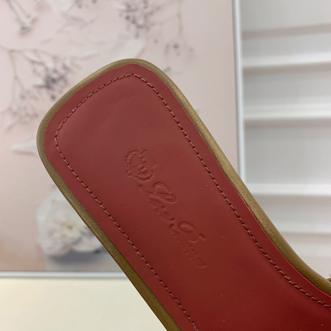 LP RAFFIA CHARMS FLATS SANDAL OLIVE CALFSKIN