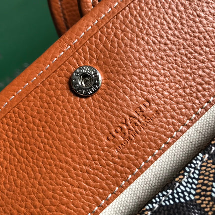 HARDY PM BAG 40 IN BLACK GOYARDINE CANVAS AND TAN TAURILLON LEATHER TRIM
