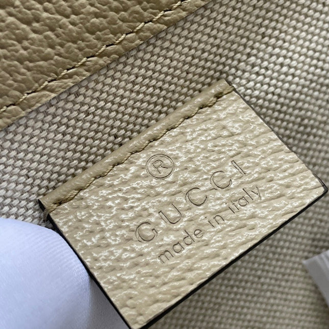 GG HORSEBIT 1955 MINI 18 BAG WHITE CANVAS AND BEIGE CALFSKIN