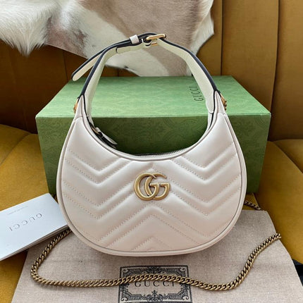 MARMONT SHOULDER BAG 21 IN WHITE CALFSKIN GOLD HARDWARE