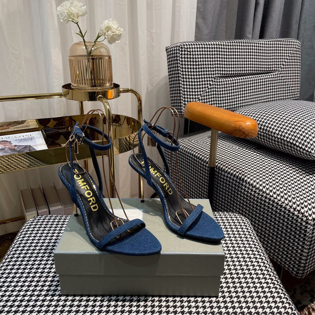 NAVY BLUE PADLOCK 105 DENIM SANDALS