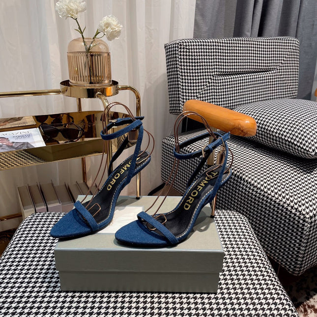 NAVY BLUE PADLOCK 105 DENIM SANDALS