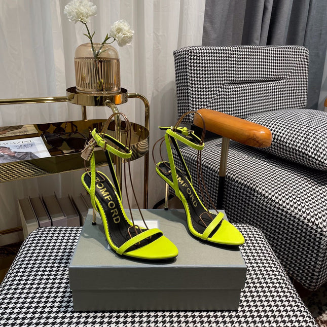 NEON YELLOW PADLOCK 105 LEATHER SANDALS