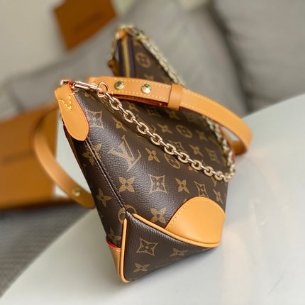 LV 25S BOULOGNE 29 IN BROWN MONOGRAM CANVAS LEATHER TRIM GOLD HARDWARE