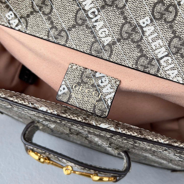 GG MINI 25 PRINTED SADDLE BAG IN EICRU BEIGE CANVAS