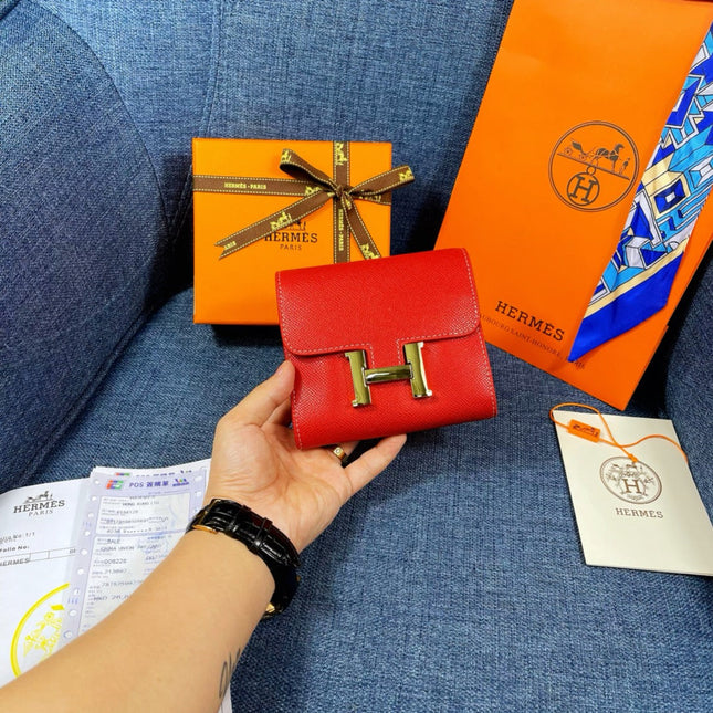 HM CONSTANCE 12 RED CALFSKIN GOLD HARDWARE